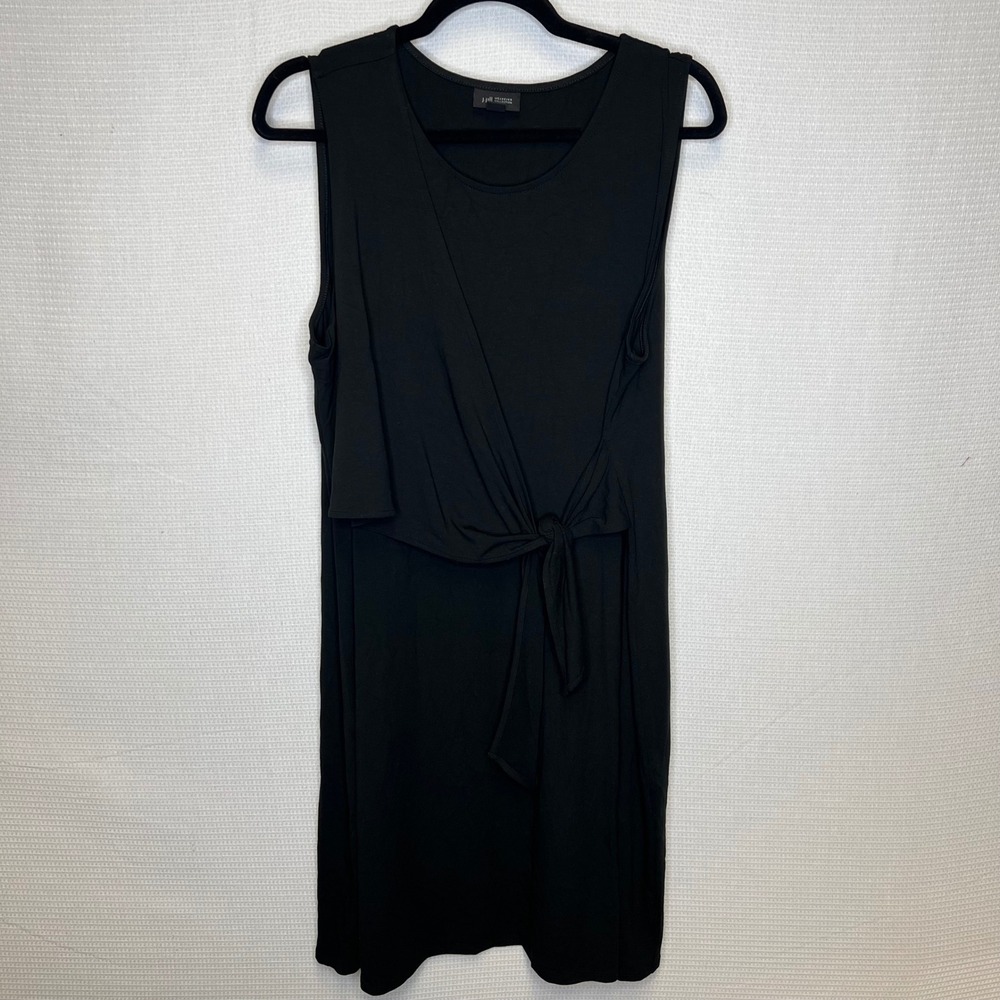J. Jill Wearever Black Faux Wrap Tie Front Sleeveless Knit Dress Large S141